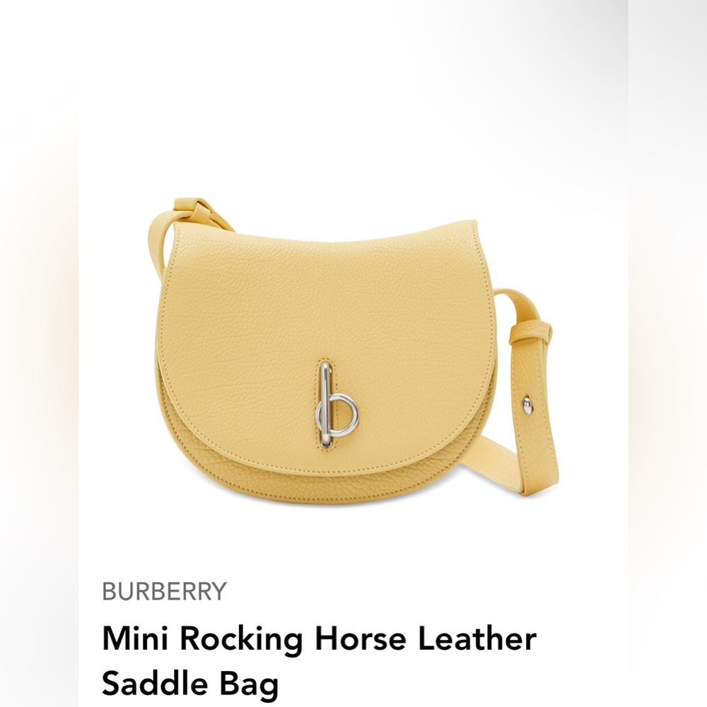 Burberry Mini Rocking Horse Leather Saddle Bag. Color:Daffodil.